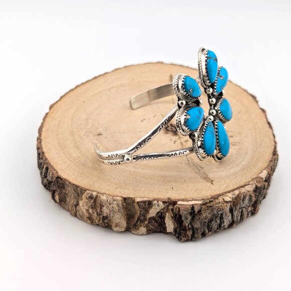 Navajo Naja Turquoise w/ Pyrites Bracelet Sterling‎ Silver Size 6.25in*** - Picture 5 of 10